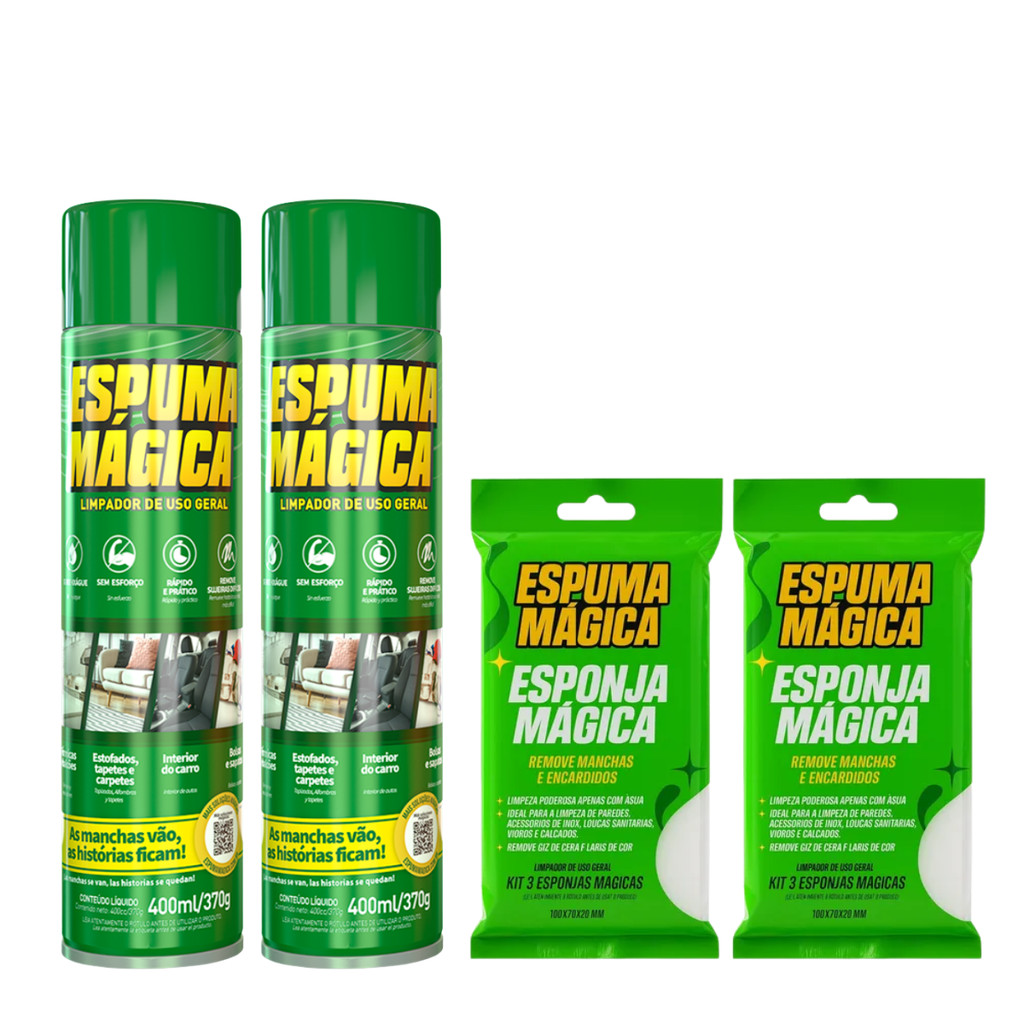 Kit 2 Esponja Mágica + 2 Espuma Mágica Proauto Multiuso