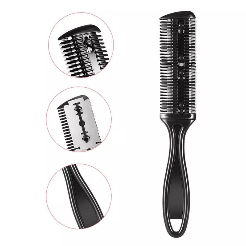 Pente Com Navalha Navalhete Desfiador De Cabelo E Barba Aparador Lâmina Desfia Tira Volume