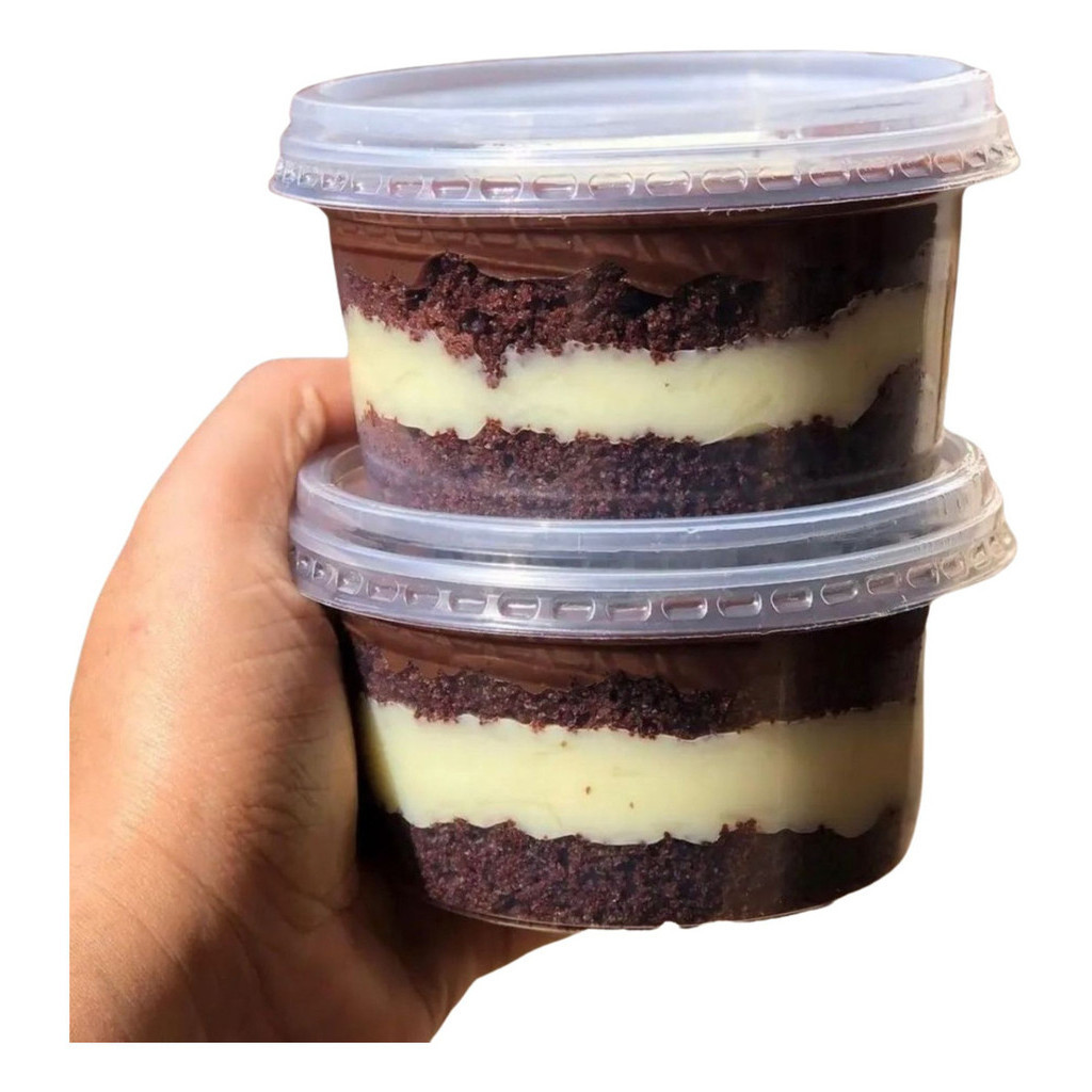 24 Pote Para Bolo De Pote Redondo 200ml Descartável C/ Tampa