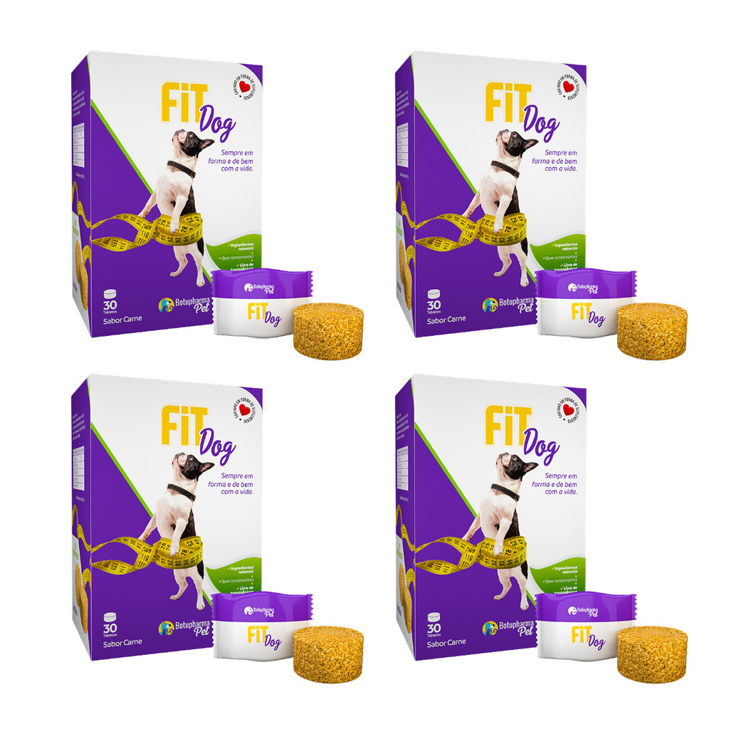 Kit 4 Fit Dog Suplemento Vitamínico para Cães Botupharma 210g