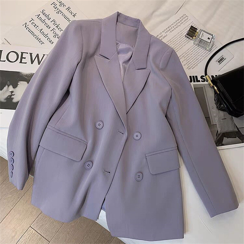 Estilo coreano roxo pequeno terno feminino temperamento primavera outono Design nicho moda All-Match terno jaqueta femin