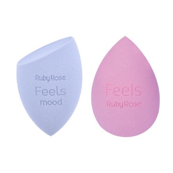 Kit 02 Unidades Esponja De Maquiagem Feels Mood HB-S02+ Soft Blender Ruby Rose HB-S01