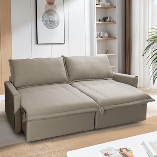 Sofá Cama Baú Ravello Sem Caixa 2,76m Linho Marrom 3 Lugares em Oferta na Shopee