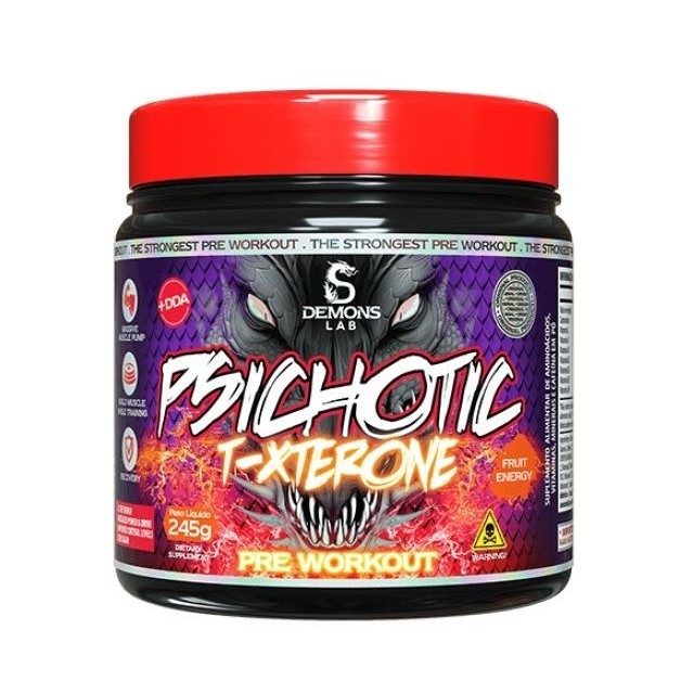 Pré Treino Psichotic T-xterone 245g Fruit Energy Demons Lab