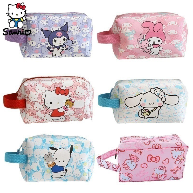 Sanrio Kawaii Hello Kitty My Melody Cinnamoroll Sacos De Cosméticos Girly De Grande Capacidade Saco Portátil De Maquiagem De Viagem Higiênico