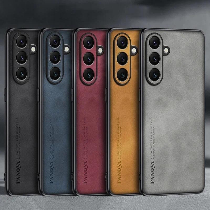 Capa Para Samsung A55 A35 A25 A15 A05 A05S M55 M15 A54 Fosco Pele De Cordeiro Couro Do Plutônio Casos De Telefone