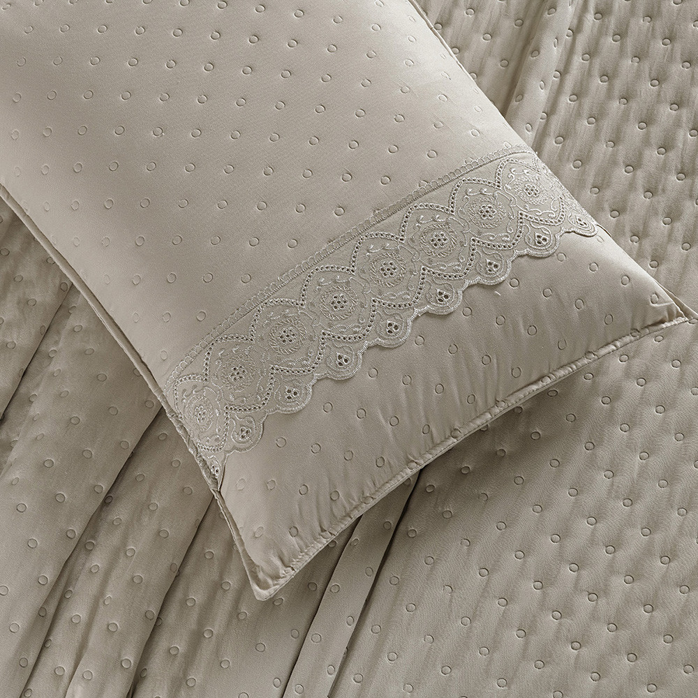 Detalhes do Colcha Cobre Leito King Size 3 Peças Percal 200 Fios Laise Bordado Acabamento Ultrassônico Nobless