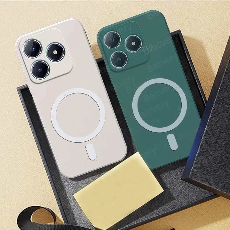 OPPO Realme C53 C51 Nota 50 Caixa Silicone Colorido Magnético Sem Fio Tampa Traseira Da De Carga