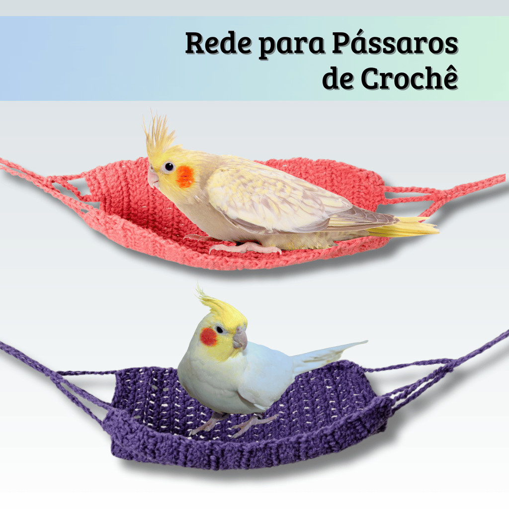 Redinha Rede para Calopsita Caminha Crochê Pássaro Acessório Pet Brinquedo Artesanal