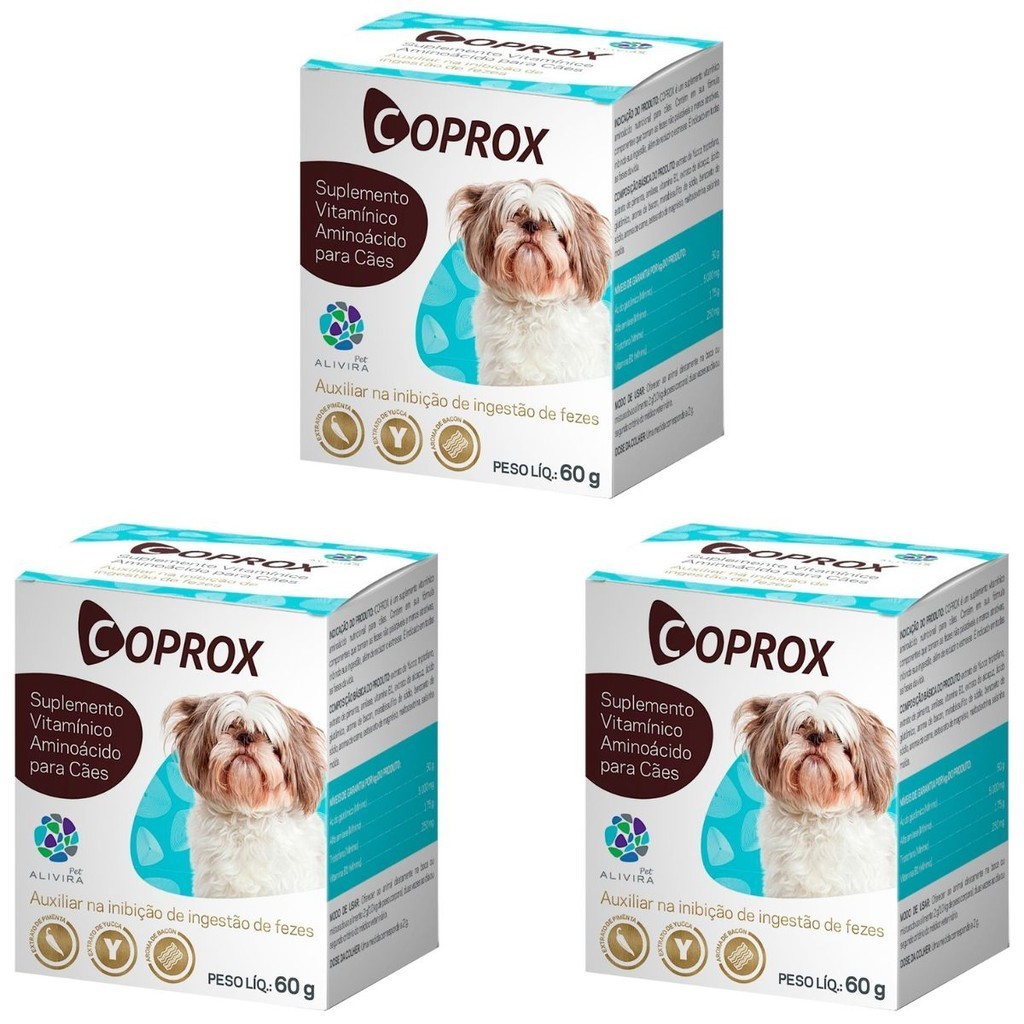 3 Coprox Duprat Inibidor Vontade Comer Fezes Cães 60g em Oferta na Shopee