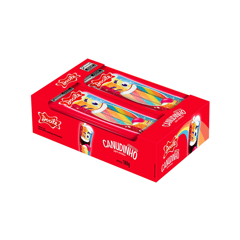 Canudinho Colorido Morango Cítrico com 12un de 15g cada - Docile em Oferta na Shopee