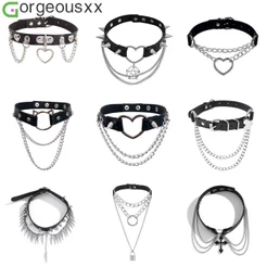Gargantilha Personalizada De Couro De Dupla Camada De Tassel PU Para Mulheres Punk Rivet Cross Necklaces Jewelry