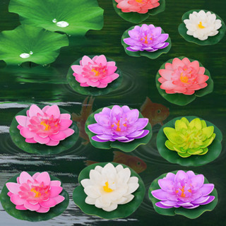 5Pcs Flor De Lótus Artificial Colorida-Para Piscina , Jardins , Tanque De Peixes , Lago-Fornecimento De Decoração Doméstica-Simulação De Lírio De Água-Falsas Folhas Verdes Plantas Flutuantes Floral em Oferta na Shopee