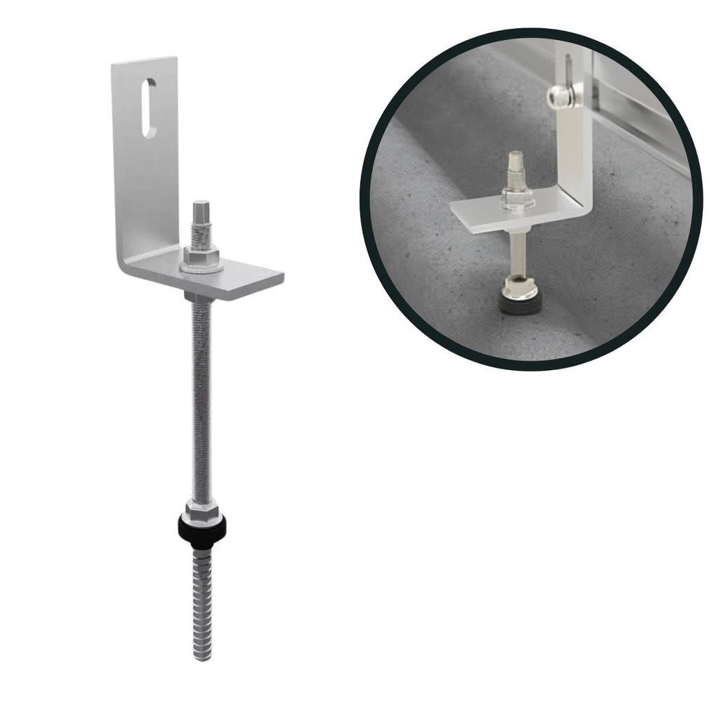 Estrutura Suporte Fixador Linha C Placa Painel Solar Inox Telha Fibrocimento ou Ondulada em Viga Madeira Perfil Master