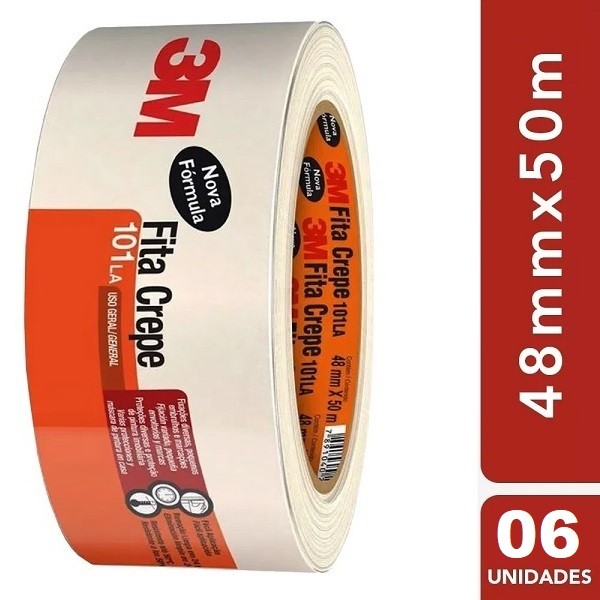 Kit 6 Fita Crepe 48MM X 50M 3M 101LA - Stationery