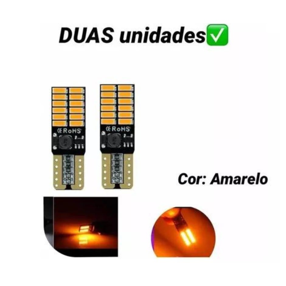 Par Lampada Pingo T10 24 Leds Laranja / Azul / Branca / Branca Mini