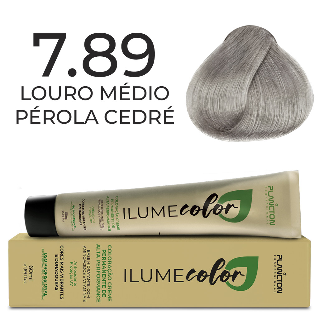 ILUME COLOR PLANCTON COLORAÇÃO - 7.89 LOURO MÉDIO PÉROLA CENDRE - 60ml