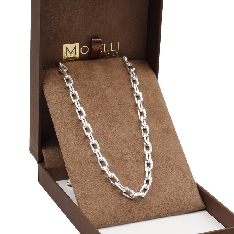 Corrente de Prata 925 cartie Cadeado 60cm Maciça 5mm em Oferta na Shopee