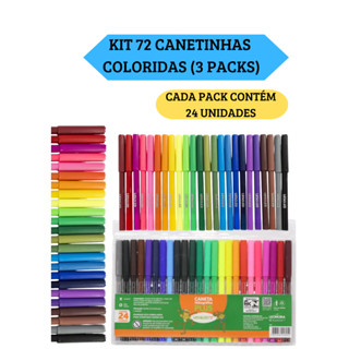 Kit 3 Packs (72 Unidades) de Caneta Canetinha Hidrográfica Hidrocor Com 24 Cores Leo&Leo em Oferta na Shopee