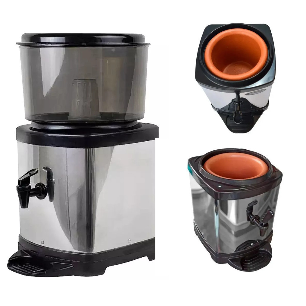 Filtro Bebedouro Agua Base Inox Cuba De Barro 6L Bóia Purificação