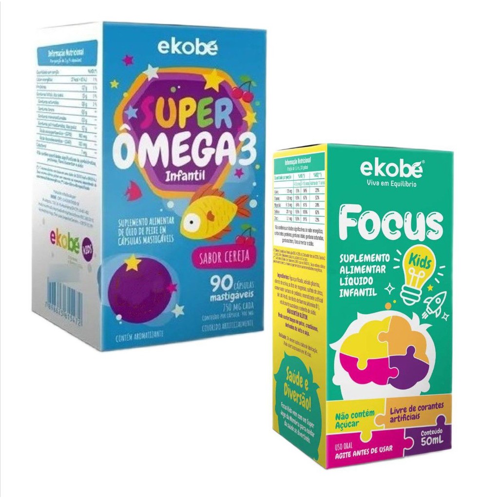 Focus Kids Para Memória + Super Ômega 3 Infantil- Ekobé Kids