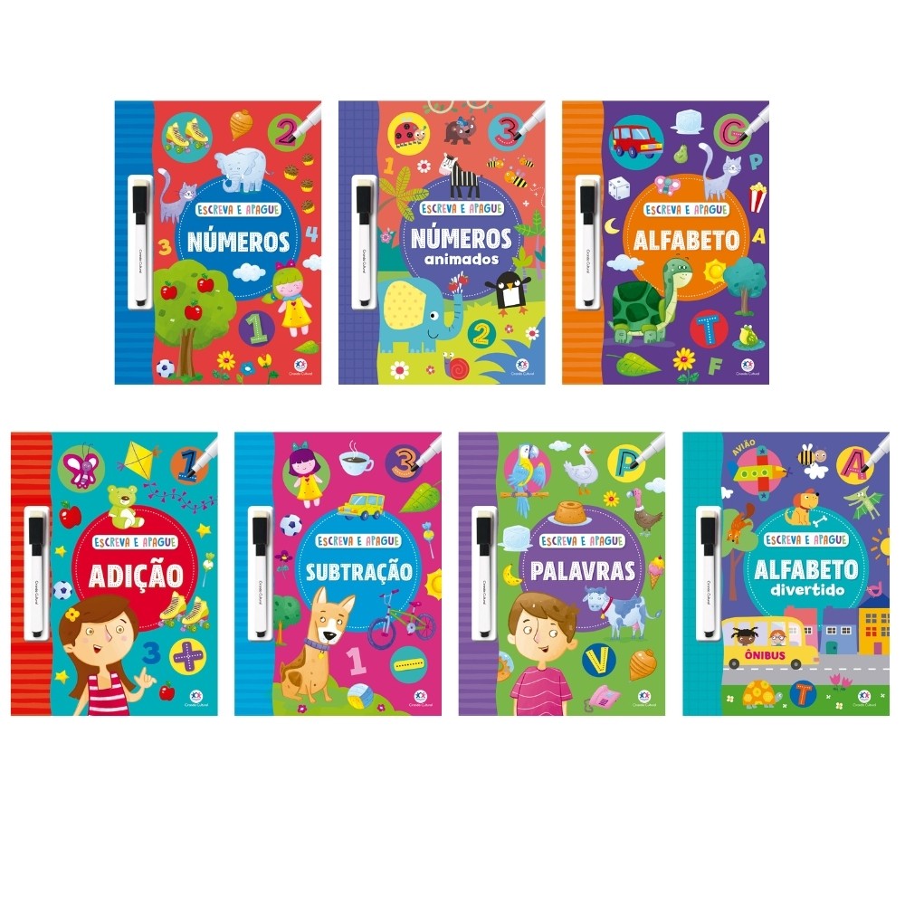 Kit c/ 7 Livros Escreva e Apague Infantil - Aprenda