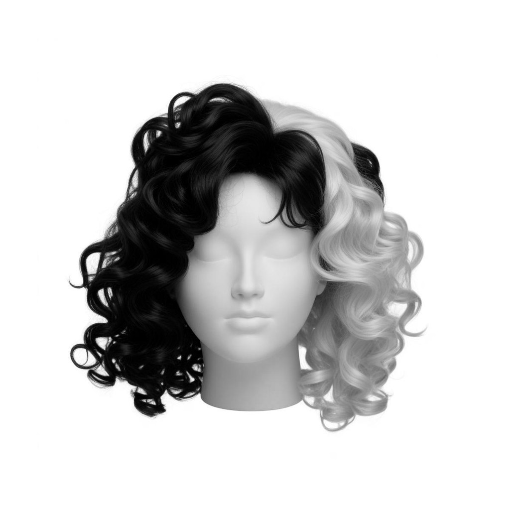 Peruca Cruella de Vil Preto e Branco Adulto P/ Halloween