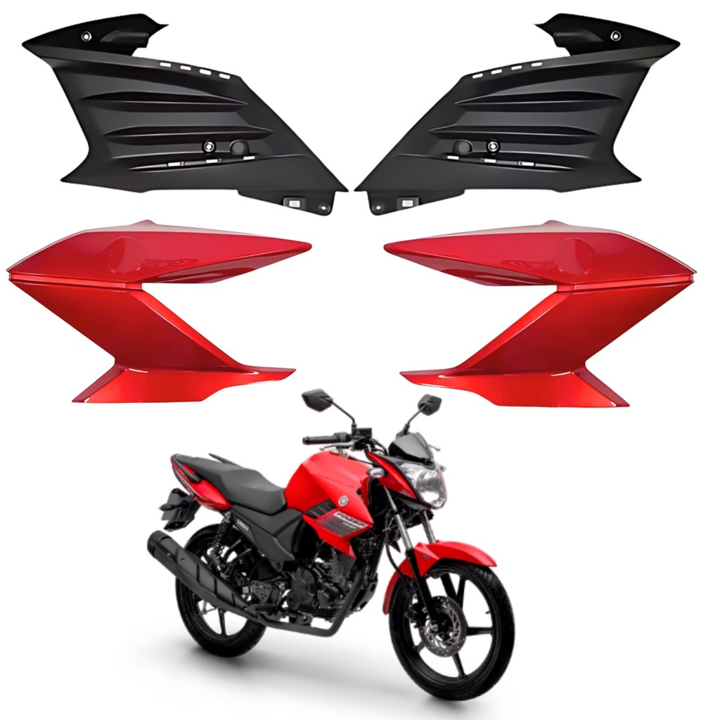 KIT CARENAGEM ALETA ABA COMPLEMENTO FAZER 150 VERMELHO BRILHO 2024 PARAMOTOS YAMAHA