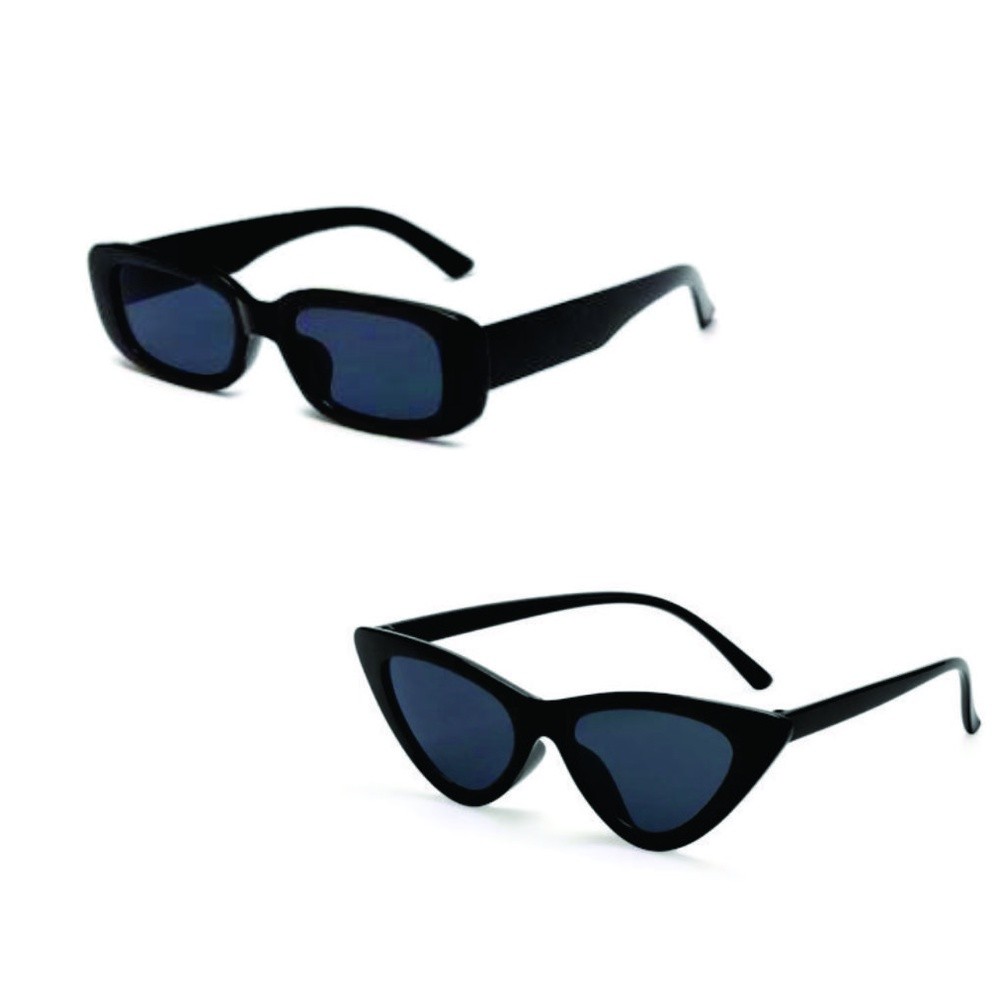 Kit 2 Óculos De Sol Preto Retangular + Gatinho Retrô Vintage Feminino Masculino em Oferta na Shopee