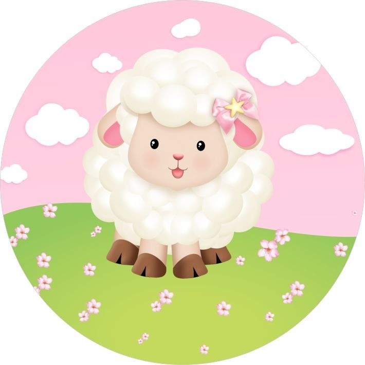 Painel Festa Redondo C/ Elastico 1,50m Ovelhinha em Oferta na Shopee