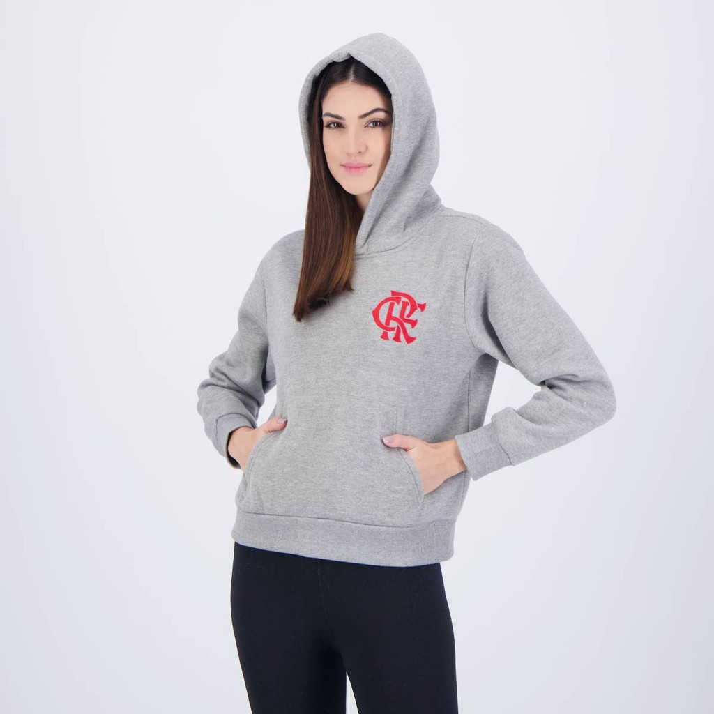 Blusa Moletom Com Capuz Flamengo Freedom Feminina Mescla Cinza - Women Clothes