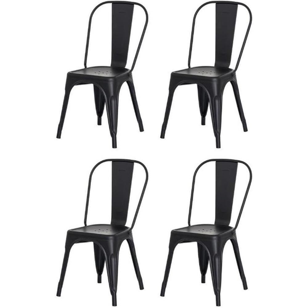Kit 4 Cadeiras Tolix Iron Design Preto Fosco Aço Industrial Sala Cozinha Jantar Bar em Oferta na Shopee
