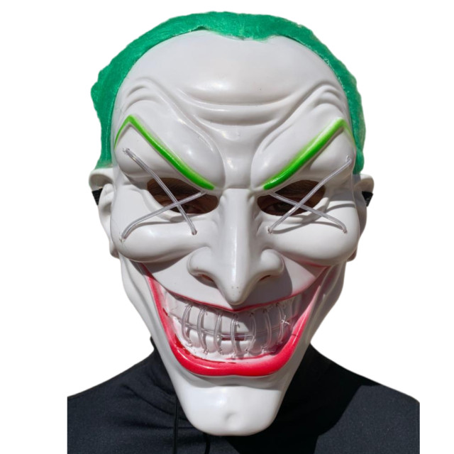 Máscara Coringa Verde Led Halloween Carnaval Fantasia Teatro Terror Assustador Dia das Bruxas Zumbi Cosplay Horror Monst