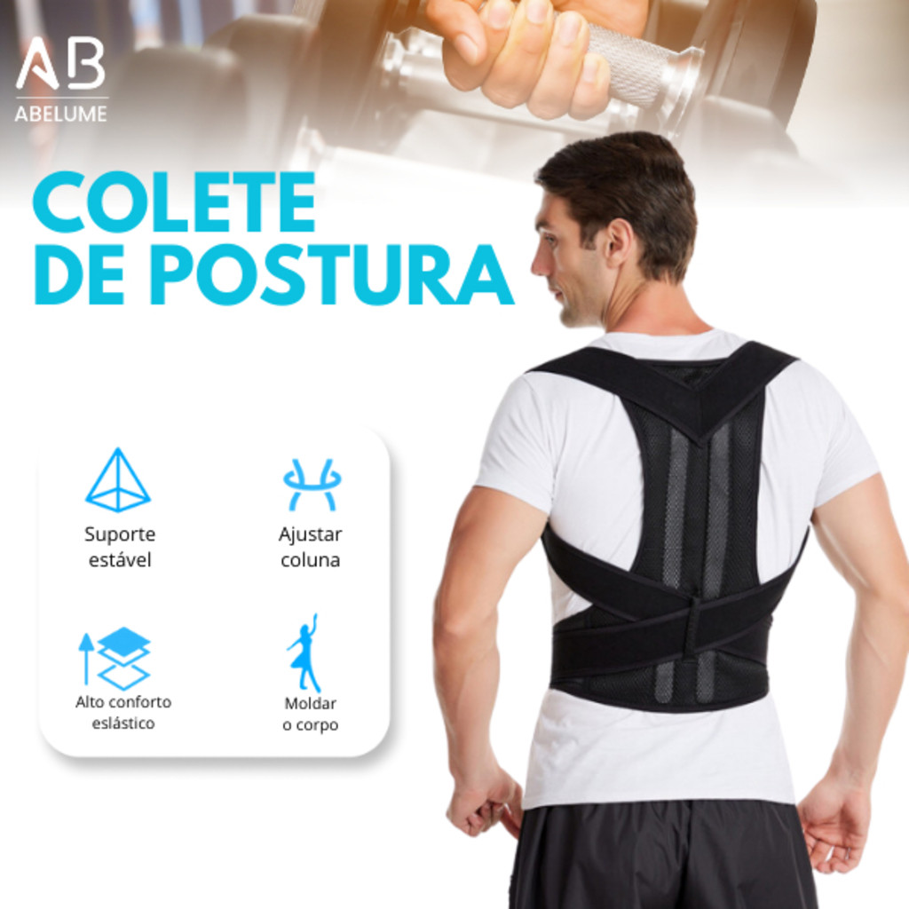 Colete Corretor Postural Coluna Cinta Reforçada Unissex para Coluna e Lombar com ajuste em Oferta na Shopee