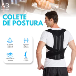 Colete Corretor Postural Coluna Cinta Reforçada Unissex para Coluna e Lombar com ajuste