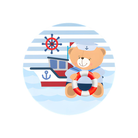 NOVO Painel Festa Infantil Redondo Ursinho Marinheiro Fofo, Barco Branco e Vermelho + Arco, Suporte incluso. Fazemos personalizado com qualquer tema. Confeccionado em Lona fosca, impressão de alta resolução. cenário , p/ Decoração