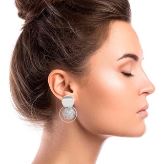 Brincos de Pressão Argola com Pérolas Prateado Fashion em Oferta na Shopee