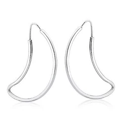 Argola Feminina de Prata 925 Lua Vazada 34mm