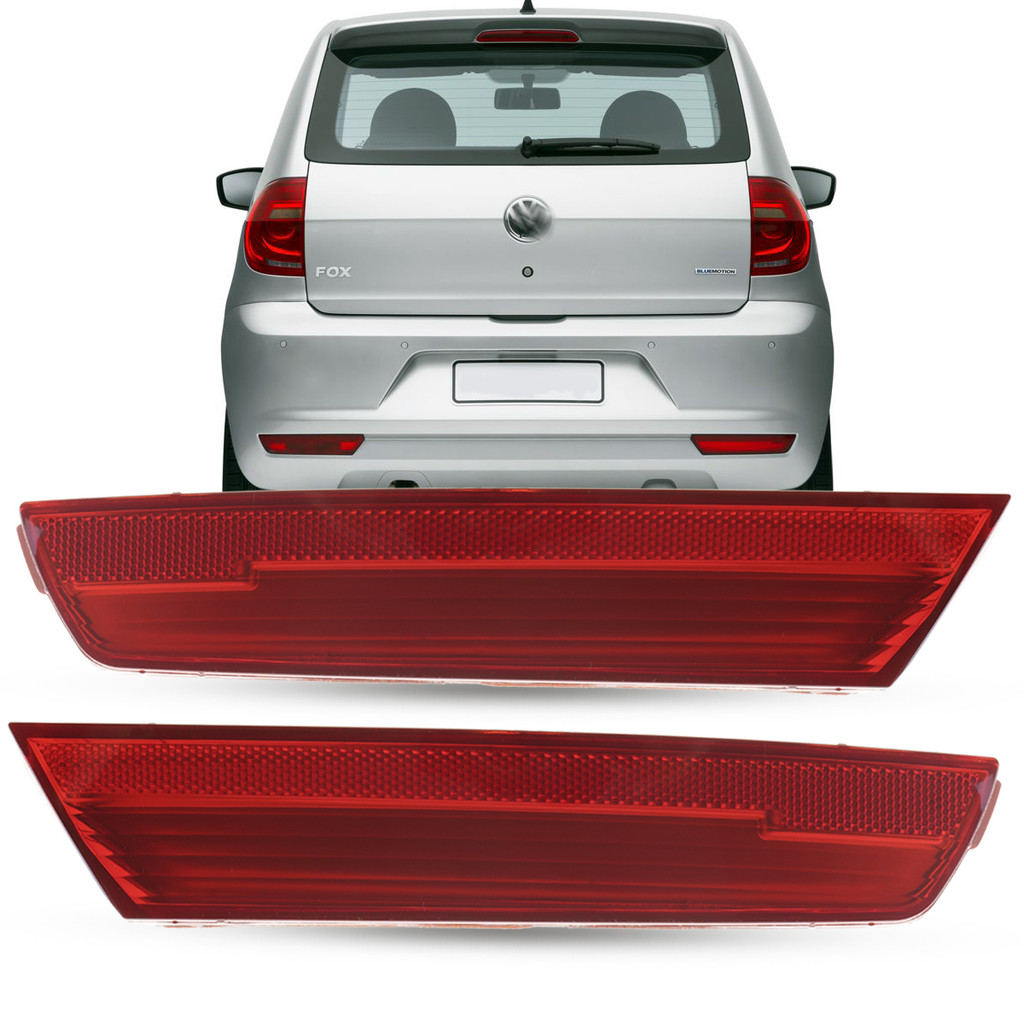 Par de Refletor Lanterna Olho de Gato Para-choque Traseiro Volkswagen Fox Crossfox G2 2010 2011 2012 2013 2014