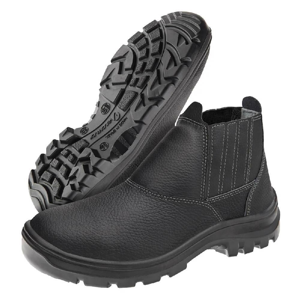 Botina de Segurança em Couro Relax Preta Vulcaflex MARLUVAS em Oferta na Shopee