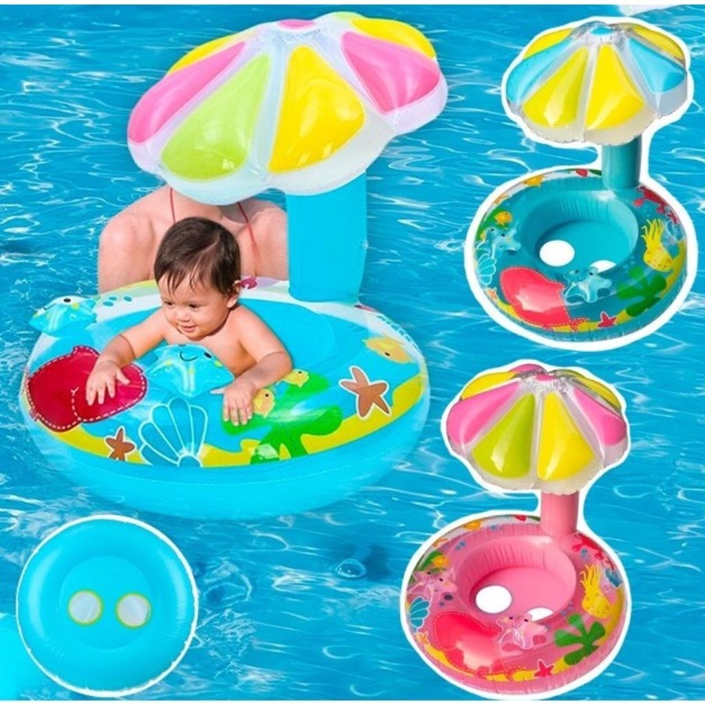 ANA 1108 Boia Bote De Bebê Fralda Cobertura Infantil Inflável Cogumel 65cm