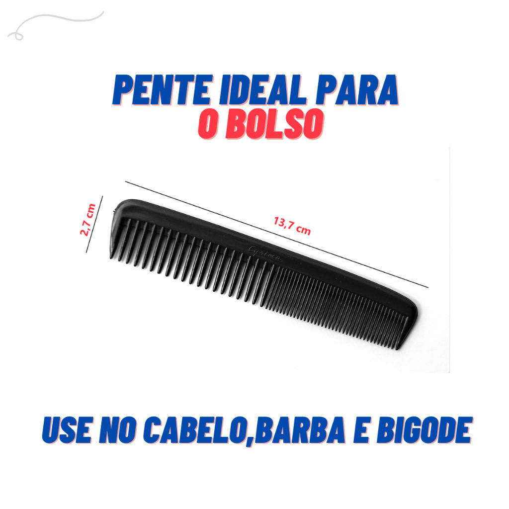 Kit Pente de Bolso Pequeno Cabelo e Bigode Barbearia e Salão Unisex 10, 20, 30 und