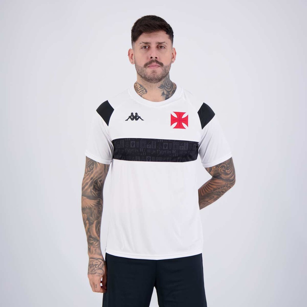 Camisa Kappa Vasco Supporter Cuts Branca e Preta