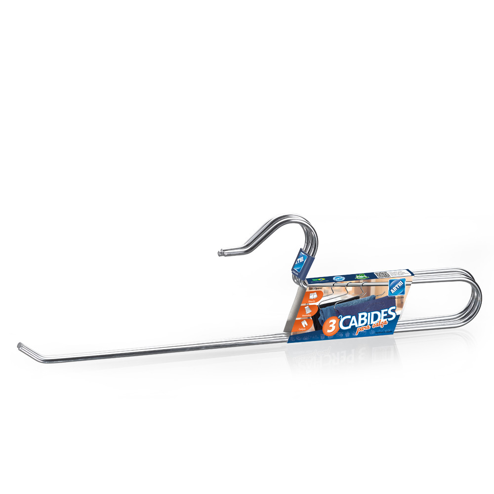 Conjunto Com 3 Cabide Para Calças Camisas Em Aço Inox Arthi em Oferta na Shopee