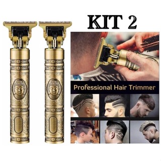 KIT 2 Máquina Profissional T9 Para Acabamento Corte e Barbear Sem Fio Portátil USB