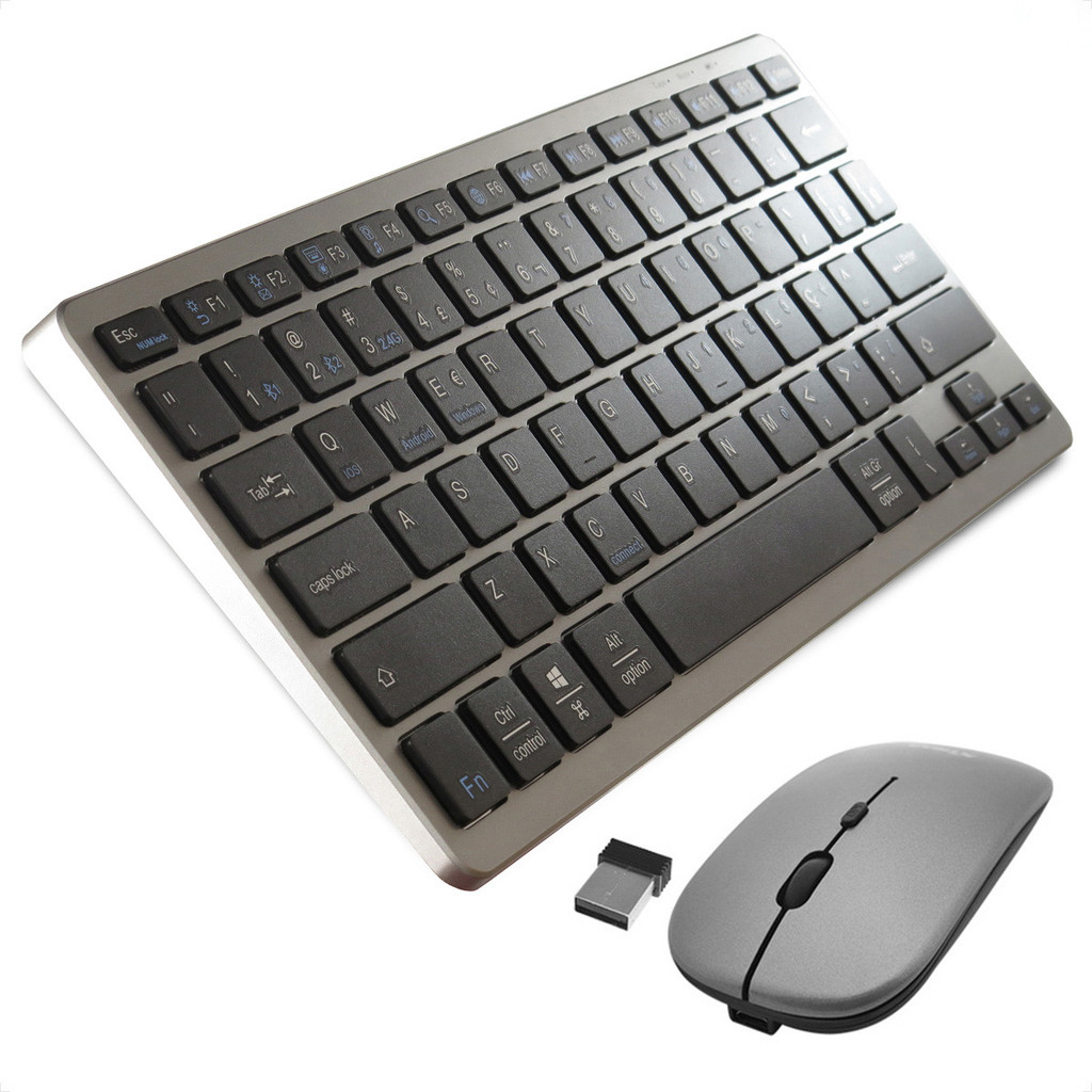 Kit Teclado E Mouse Sem Fio Bluetooth Recarregável Wireless ABNT2 Para Notebook, Celular, Tablet