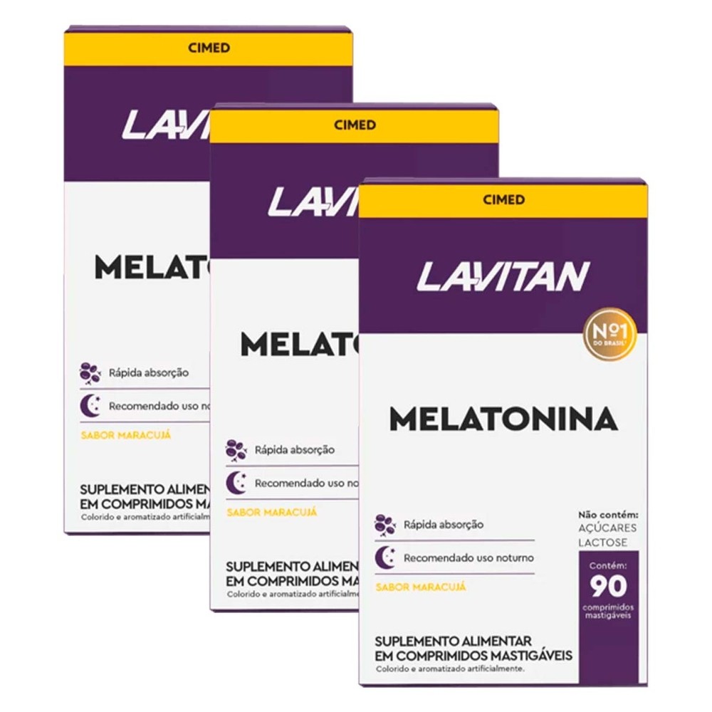 Kit c/3 und Lavitan Melatonina 90 cpr Sabor Maracuja em Oferta na Shopee