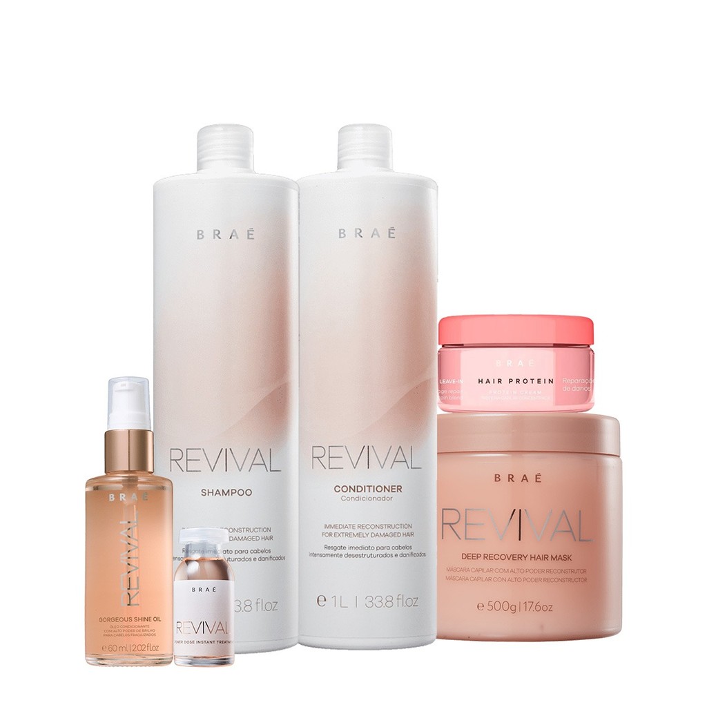Kit Braé Revival Litro Tratamento Total Protein (6 produtos) em Oferta na Shopee