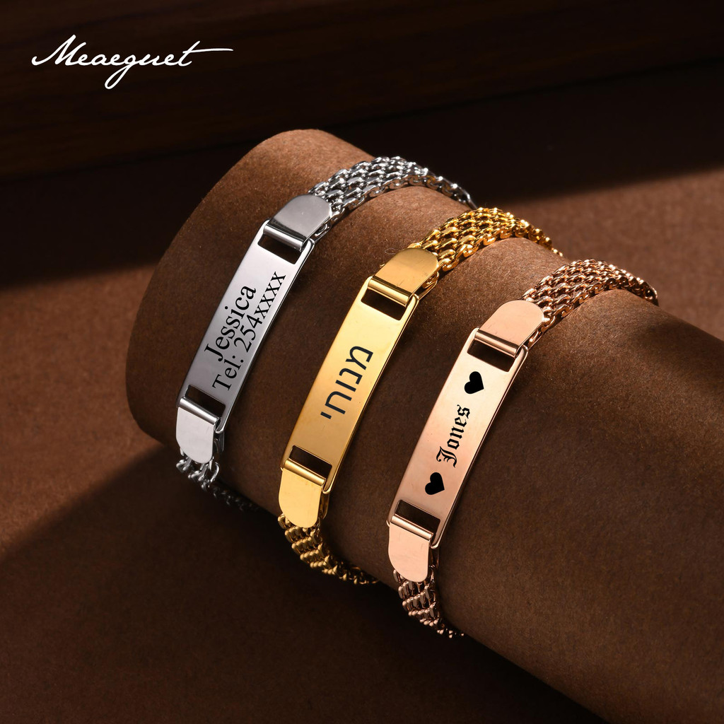 Pulseira Personalizada Para Bebê Meaeguet Com Nome , De Identificação De Aço Inoxidável , Joia À Prova D'água , Presente Crianças Pequenas em Oferta na Shopee