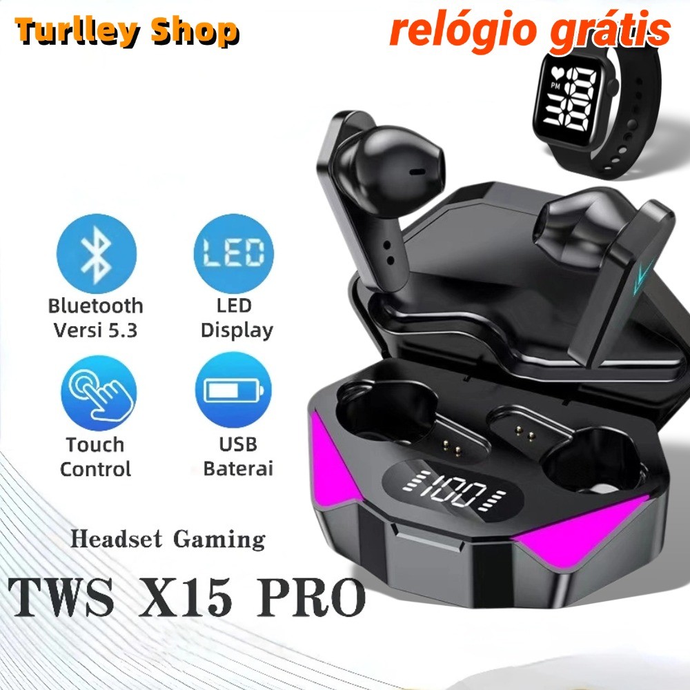 Novo X15 TWS Fones De Ouvido Bluetooth Gamer Sem Fio 65ms De Baixa Latência Com Microfone Handfree